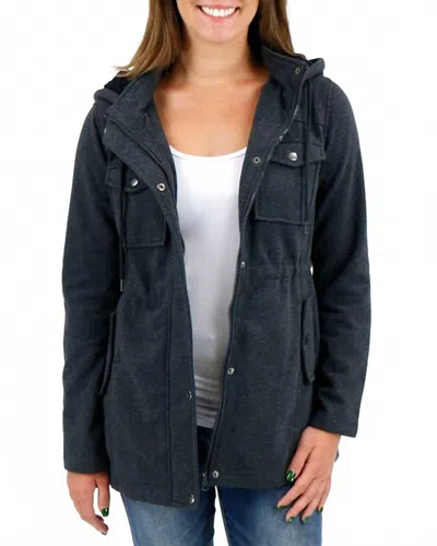 Grace & Lace Winter Utility Jacket With Hood In Dark Heathered Charcoal In Blue