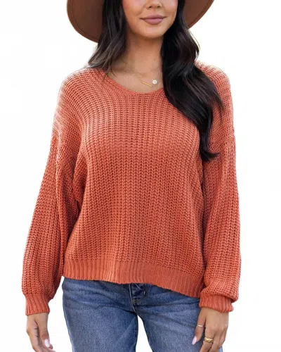 Grace & Lace Women's Boyfriend Slouchy Sweater In Warm Ginger Spice In Brown