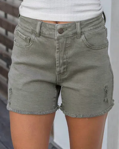 Grace & Lace Women's Casual Colored Denim Shorts In Olive In Gray