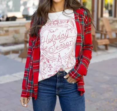 Grace & Lace Women's Christmas Slub Graphic In White