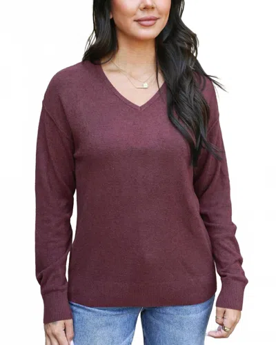Grace & Lace Women's Micro Bambu Sweater In Warm Russet Brown In Burgundy