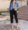 Grace & Lace Women's Tencel Cropped Cargo Pants In Black In Black