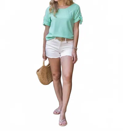 Grace & Lace Women's Twist Sleeve Summer Top In Mint In Multi