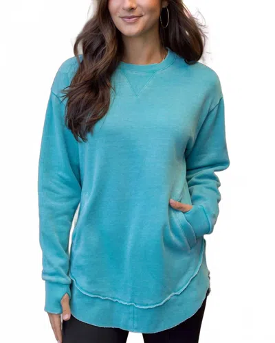 Grace & Lace Women's Vintage Wash Tunic Sweatshirt In Washed Aqua In Blue