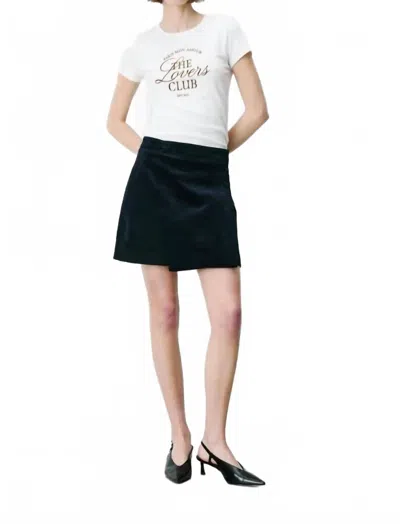 Grace & Mila Adele Corduroy Wrap Mini Skirt In Marine In Blue