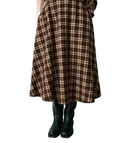 Grace & Mila Adonia Plaid Midi Skirt In Chocolat In Multi