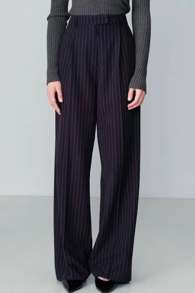 Grace & Mila Neve Pinstripe Pants In Navy In Blue
