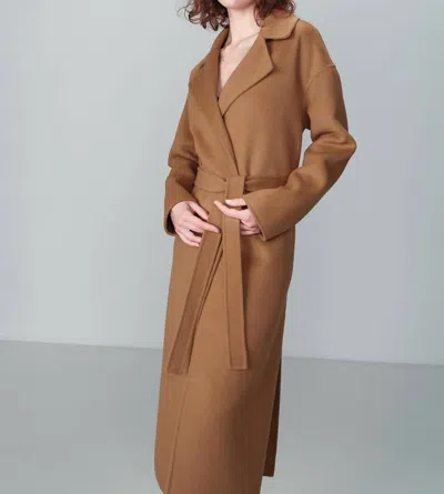 Grace & Mila Noemie Tie Overcoat In Camel In Brown