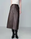 Grace & Mila Nory Pleather Skirt In Chocolate In Gold