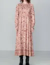 Grace & Mila Nova Print Smocked Dress In Sable Maroon In Multi