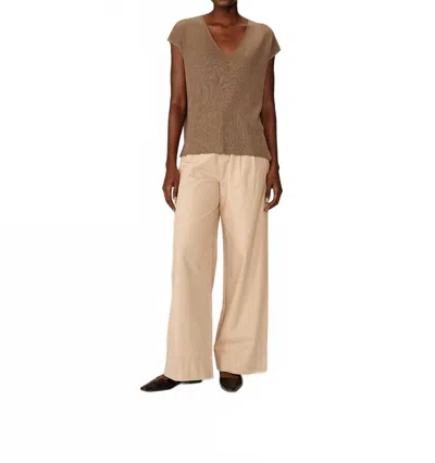 Grace & Mila Pacino V Neck Top In Khaki In Green