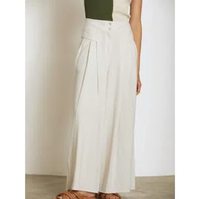 Grace & Mila Skatie Linen Blend Palazzo Trousers In White