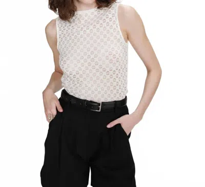 Grace & Mila Sleeveless Fitted Lace Crew-neck Top In Ivoire In Multi