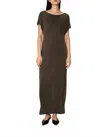 Grace & Mila V-neck At The Back Peace Maxi Dress In Kaki In Brown