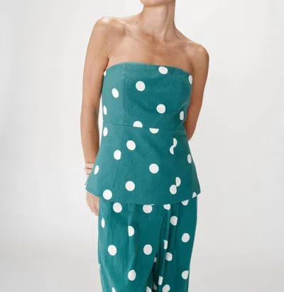 Grace & Mila Wixie Tube Top In Forest Green With Cream Polka Dots
