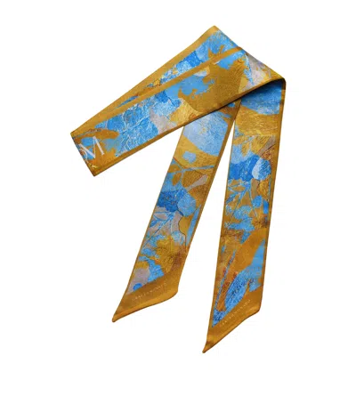 Grace De Monaco Silk Côte D'azur Ribbon Scarf In Gold