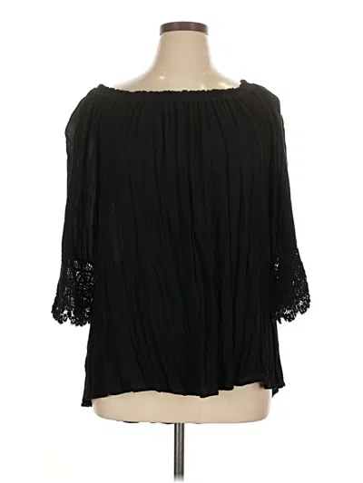 Pre-owned Grace Elements 3/4 Sleeve Blouse In Black