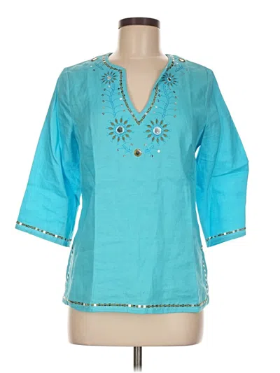 Pre-owned Grace Elements 3/4 Sleeve Blouse In Blue