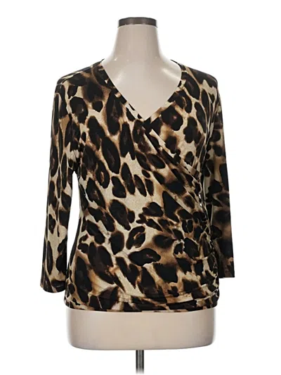 Pre-owned Grace Elements 3/4 Sleeve Blouse In Brown