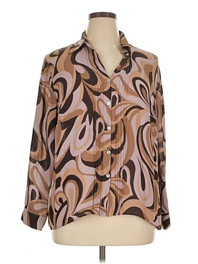 Pre-owned Grace Elements 3/4 Sleeve Blouse In Brown