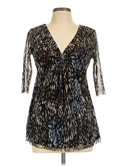 Pre-owned Grace Elements 3/4 Sleeve Blouse In Brown