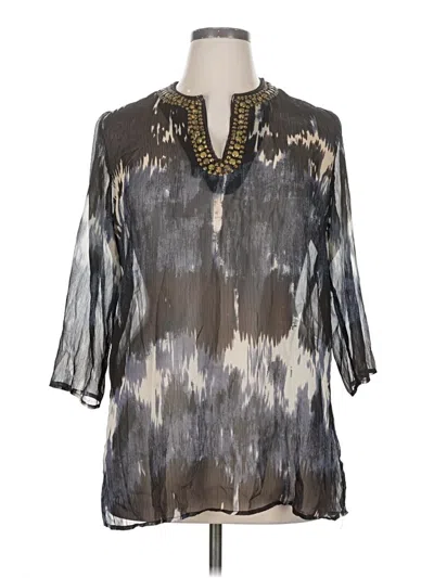 Pre-owned Grace Elements 3/4 Sleeve Blouse In Gray