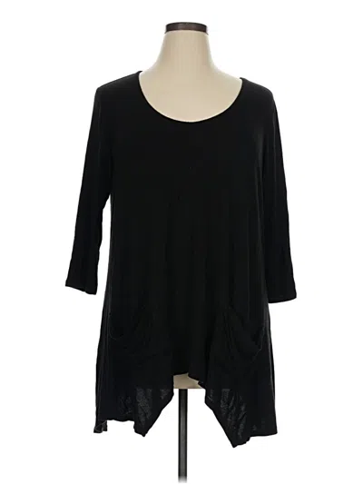 Pre-owned Grace Elements 3/4 Sleeve Top Black Scoop Neck Tops