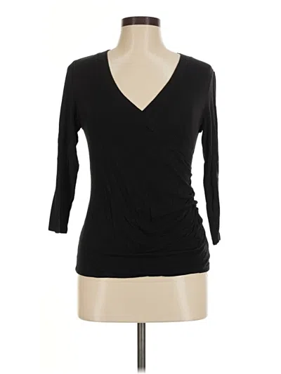 Pre-owned Grace Elements 3/4 Sleeve Top Black V-neck Tops