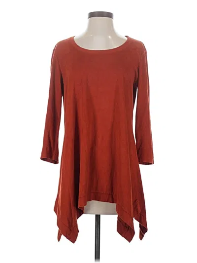 Pre-owned Grace Elements 3/4 Sleeve Top Red Boatneck Tops