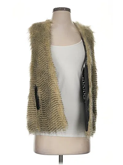 Pre-owned Grace Elements Faux Fur Vest In Gold