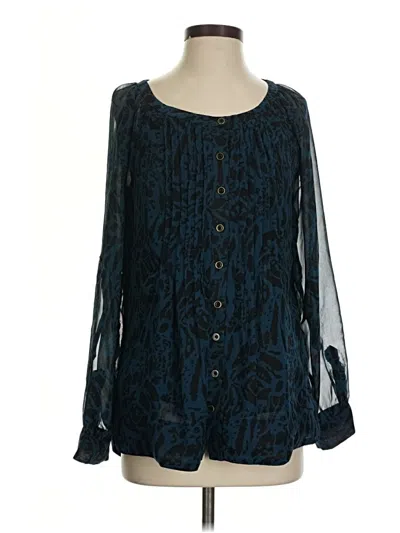 Pre-owned Grace Elements Long Sleeve Blouse In Blue