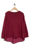 Grace Elements Mixed Media Top In Burgundy