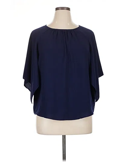 Pre-owned Grace Elements Short Sleeve Blouse In Blue