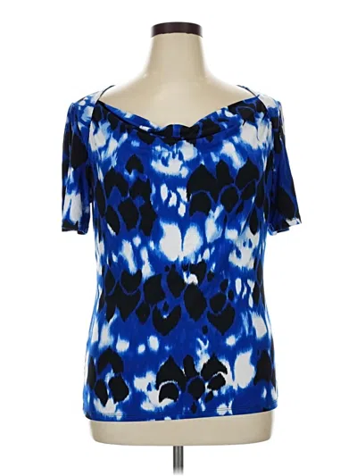 Pre-owned Grace Elements Short Sleeve Blouse In Blue