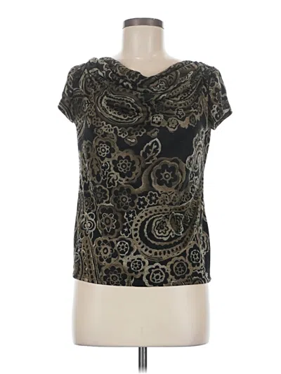 Pre-owned Grace Elements Short Sleeve Top Black Cowl Neck Tops