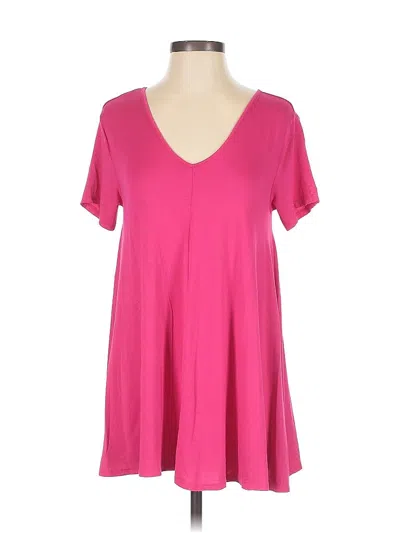 Pre-owned Grace Elements Short Sleeve Top Pink V Neck Tops