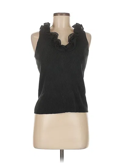 Pre-owned Grace Elements Sleeveless Silk Top Black Halter Neckline Tops