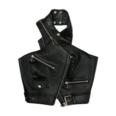 Grace Elwood Biker Halter Top In Black