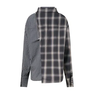 Grace Elwood Convertible Oversized Double Check Pattern Shirt