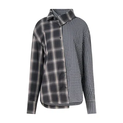 Grace Elwood Convertible Oversized Double Check Pattern Shirt