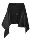 Grace Elwood Jacket-detailed Draped Mini Skirt In Black