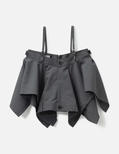 Grace Elwood Pants Detail Flare Top In Blue