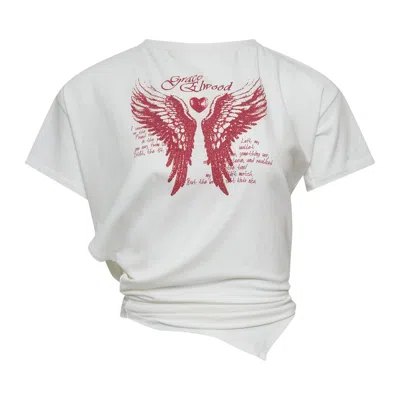 Grace Elwood Sideways Jersey Top In White