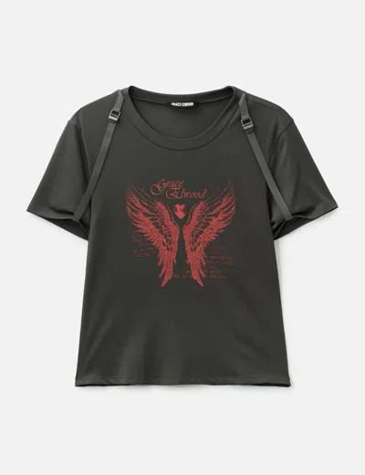 Grace Elwood Turned-up Sleeve Tee In Black