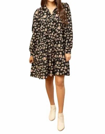Grace + Emma Abstract Floral Tiered Dress In Black