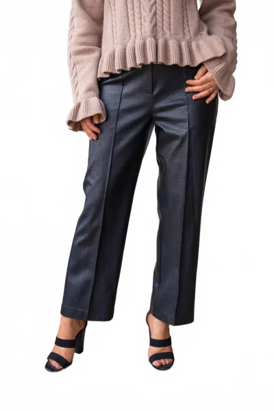 Grace + Emma Always Edgy Leather Pants In Black Snake Print In Multi