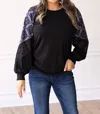 Grace + Emma Aztec Lace Sleeve Blouse In Black
