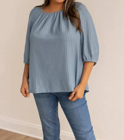 Grace + Emma Breeze Elegance Off The Shoulder Top In Blue