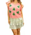Grace + Emma Glitter Tree Patches Sweater Vest In Pink In Pink