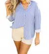 Grace + Emma Kathryn Button-up Blouse In Striped Blue In Blue